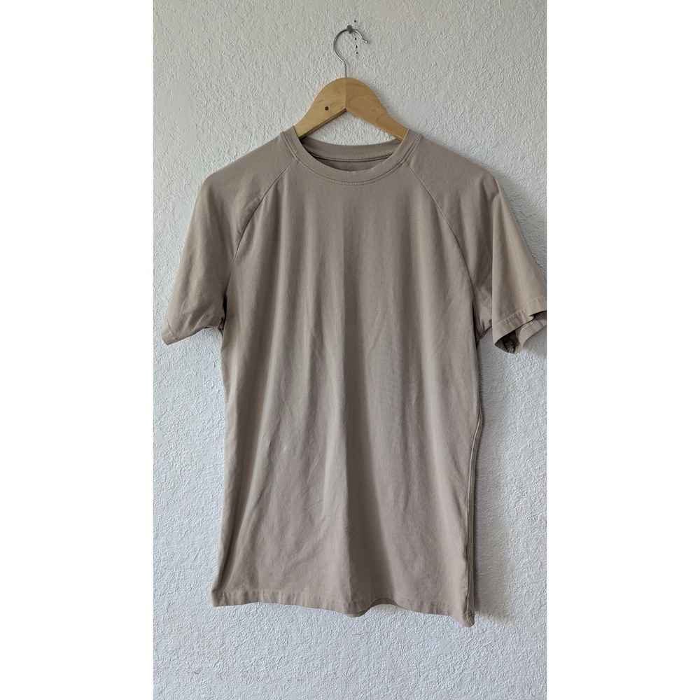Tailored Athlete Mens Basic T-Shirt Tan Beige Muscle Fit Stretch Cotton Large